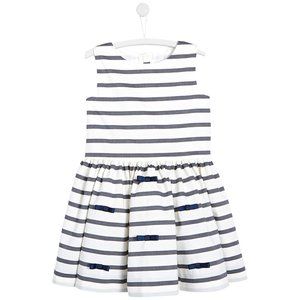 Jacadi girl striped  white and navy-blue dress